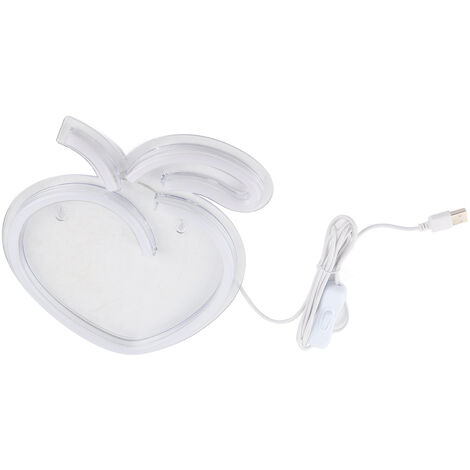 GARRYFIZH Décoration murale LED néon en forme de pêche, port USB, idéale pour chambre, salon, fête, bureau ou magasin.