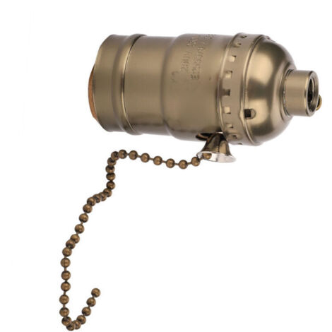GARRYFIZH Douille E27 en aluminium style vintage avec chaînette pour lampe de bureau, culot à vis (bronze)