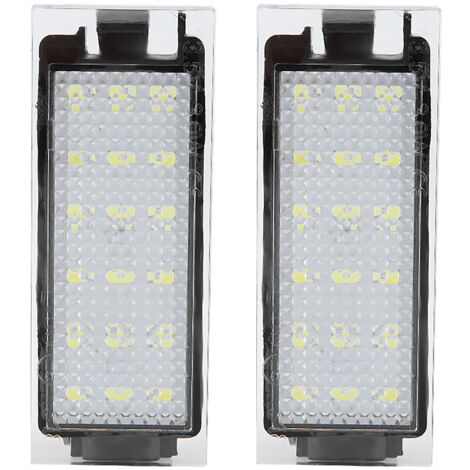 Jeffergarden – Lampe de plaque d'immatriculation LED 2 pièces – 18 perles lumineuses – Puissance 3W – Remplacement direct pour Twingo/Clio/Mégane/Laguna