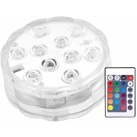 GARRYFIZH Lampe de plongée étanche à 10 LED avec télécommande et bouton, pour aquarium