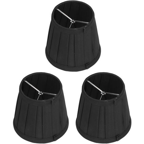 GARRYFIZH Lot de 3 abat-jour en tissu E14 à clipser pour lustre, mur, bureau ou décoration intérieure (noir)