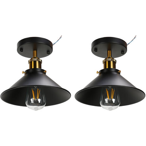 GARRYFIZH Plafonnier industriel E27 en fer forgé noir, idéal pour cuisine, couloir ou maison de campagne (85-240 V).