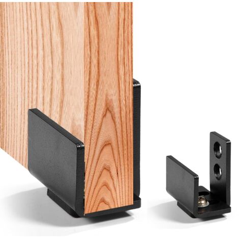 GARRYFIZH Porte coulissante de grange, guide au sol robuste et facile à installer, porte noire pour quincaillerie inférieure Home
