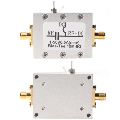 GARRYFIZH Raccord en T coaxial de polarisation RF, radiofréquence CC 1-50 V 10 MHz-6 GHz, communication par fibre optique à large bande