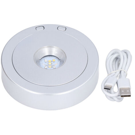 GARRYFIZH Socle LED USB RGB lumineux et rotatif pour bouteilles, bijoux et artisanat