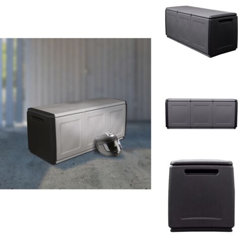Garten Aufbewahrungsbox 138x53x57 cm 330 L Dunkelgrau Schwarz - Gartenbox - Aufbewahrungsbobox - Outdoor Box - Gartenmöbel - Polypropylen