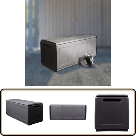 Garten Aufbewahrungsbox 138x53x57 cm 330 L Dunkelgrau Schwarz - Gartenbox - Aufbewahrungsbobox - Outdoor Box - Gartenmöbel - Polypropylen