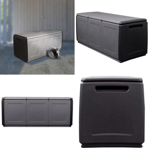 Garten Aufbewahrungsbox 138x53x57 cm 330 L Dunkelgrau Schwarz - Gartenbox - Aufbewahrungsbobox - Outdoor Box - Gartenmöbel - Polypropylen - Home & Living