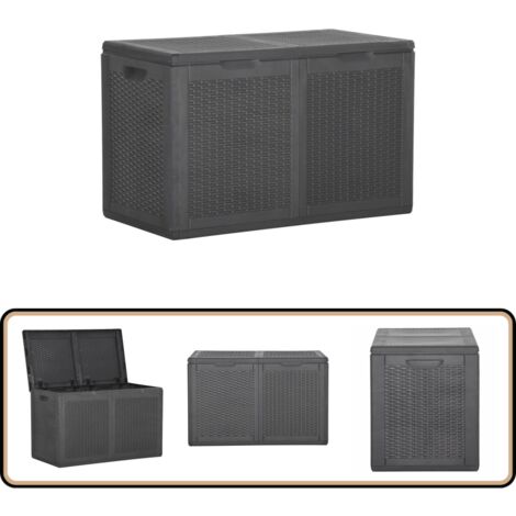 Garten-Aufbewahrungsbox 180 L Schwarz PP Rattan - Gartenschuppen - Außenaufbewahrung - Lagerbox - Gartenorganisation - Wetterfest