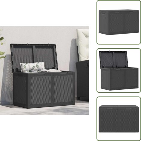 Garten-Aufbewahrungsbox 180 L Schwarz PP Rattan - Gartenschuppen - Außenaufbewahrung - Lagerbox - Gartenorganisation - Wetterfest