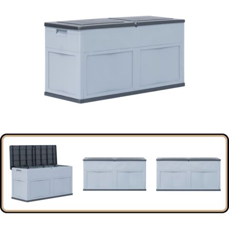 Garten-Aufbewahrungsbox 320 L Grau Schwarz - Gartenbox - Aufbewahrungsbox - Gartenschuppen - Outdoor Box - Lagerschrank