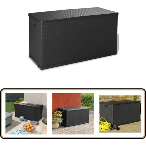 Garten-Aufbewahrungsbox Anthrazit 120x56x63 cm PP Rattan - Gartentresore - Außenaufbewahrung - Gartenbox - Kunststoff Box - Rattanoptik