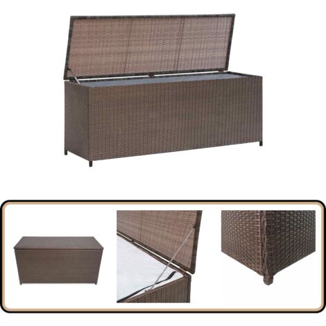 Garten-Auflagenbox Braun 120x50x60 cm Poly Rattan - Gartentruhe - Gartenaufbewahrung - Outdoor Möbel - Rattan Gartenmöbel - Wetterfestes Material