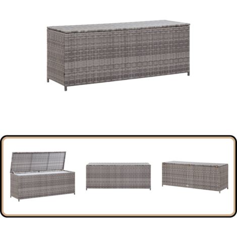 Garten-Auflagenbox Grau 150x50x60 cm Poly Rattan - Gartenaufbewahrung - Sitzbank - Gartenkiste - Outdoor Möbel - Rattan Gartenmöbel