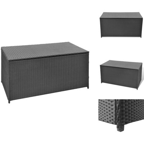 Garten-Auflagenbox Schwarz 120x50x60 cm Poly Rattan - Gartentruhe - Gartenaufbewahrung - Outdoor-Box - Rattan Möbel - Wetterfest