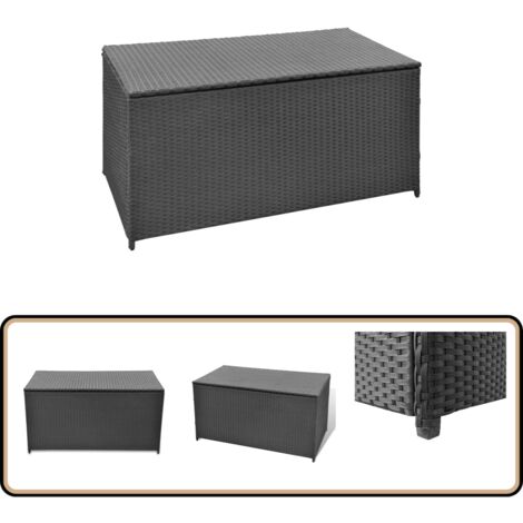 Garten-Auflagenbox Schwarz 120x50x60 cm Poly Rattan - Gartentruhe - Gartenaufbewahrung - Outdoor-Box - Rattan Möbel - Wetterfest