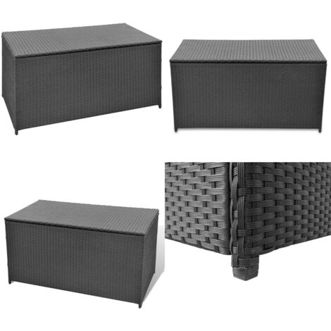Garten-Auflagenbox Schwarz 120x50x60 cm Poly Rattan - Gartentruhe - Gartenaufbewahrung - Outdoor-Box - Rattan Möbel - Wetterfest - Home & Living
