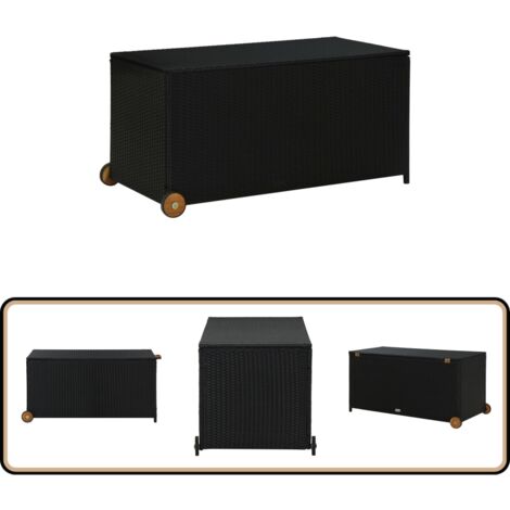 Garten-Auflagenbox Schwarz 120x65x61 cm Poly Rattan - Gartentresore - Outdoor Möbel - Stauraum - Sitzplatz Dekoration - Gartenaufbewahrung
