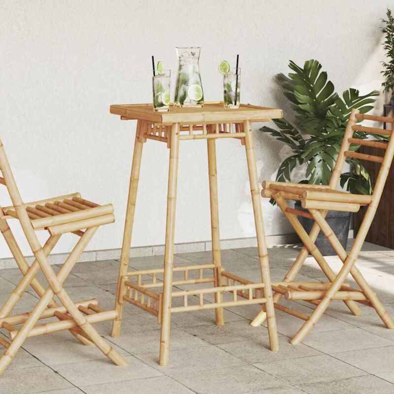 Garten-bartisch Quadratisch 55x55x100 Cm Bambus - Vidaxl