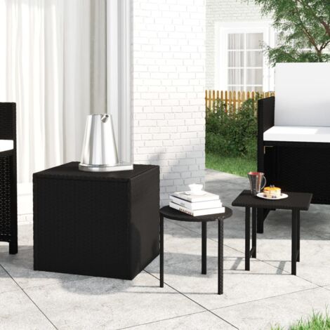 Garten-Beistelltische 3 Stk. Schwarz Poly Rattan vidaXL298980