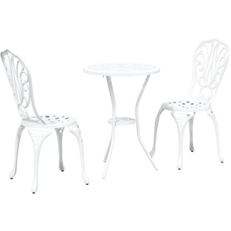Garten Bistro Set 3 pcs Weiß Aluminium vidaXL