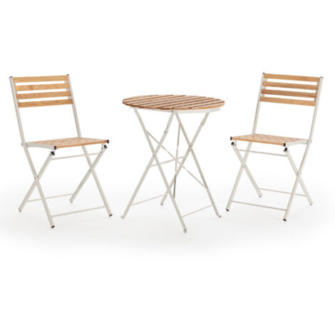 Garten-Bistro-Set Ambar 3-teiliges weißes, Tisch und 2 Stühle