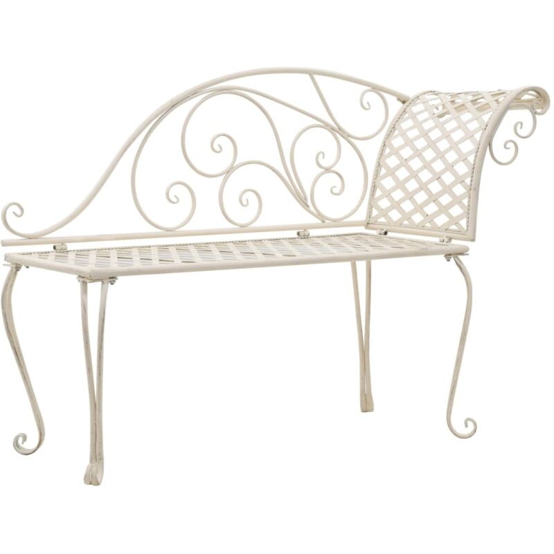 Garten-Chaiselongue 128 cm Metall Antik Weiß