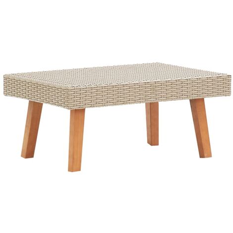 vidaXL Couchtisch Poly Rattan Gartentisch Beistelltisch Balkon Schwarz/Beige