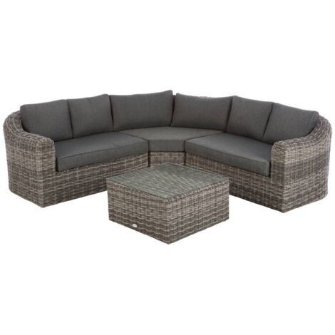 Garten-Eckgarnitur Mooréa Terre d'ombre - 5 Plätze - epoxidbeschichtetes Aluminium - Kunststoffrattan - Polyester