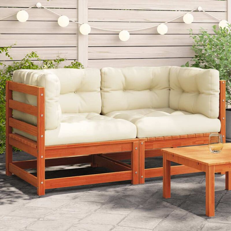 Garten-ecksofas Mit Kissen 2 Stk. Wachsbraun Massivholz Kiefer - Vidaxl