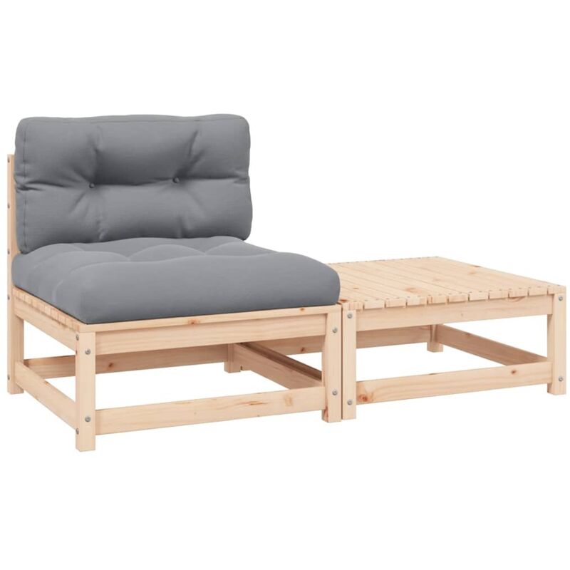 2-tlg. Garten-lounge-set Mit Kissen Kiefer Massivholz - Vidaxl