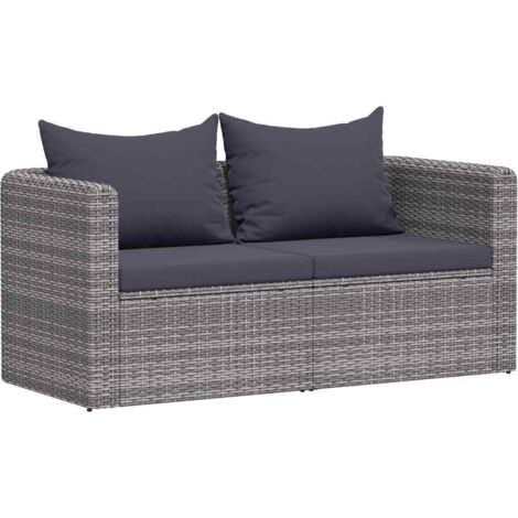 Garten-Ecksofas 2 Stk. Grau Poly Rattan vidaXL
