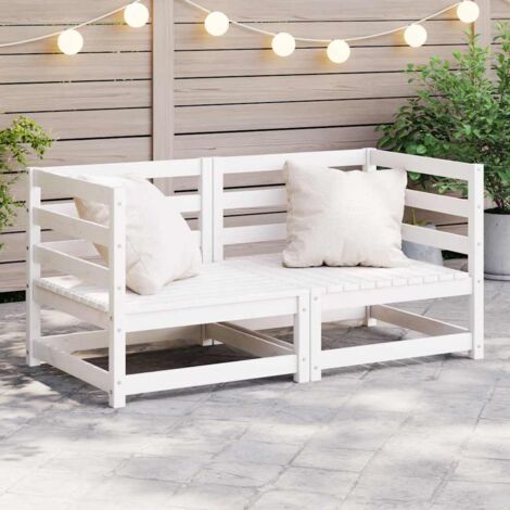 Garten-Ecksofas 2 Stk. Weiß Kiefer Massivholz vidaXL