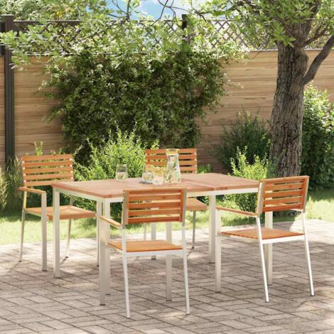 Garten-Ess-Set 5 pcs Braun Massives Teakholz vidaXL