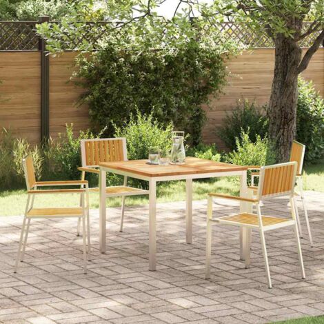 Garten-Ess-Set Braun Massives Teakholz vidaXL