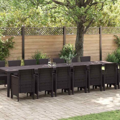 Garten Essgruppe 15 pcs Braun Polt Rattan vidaXL