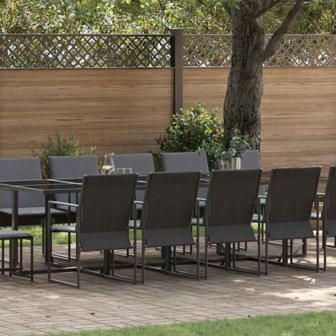 Garten Essgruppe 15 pcs Schwarz Stahl vidaXL