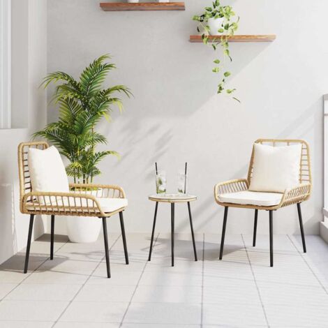 Garten Essgruppe 3 pcs Braun und Schwarz und Creme vidaXL