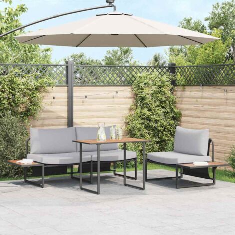 Garten Essgruppe 3 pcs Hellgrau Stahl vidaXL