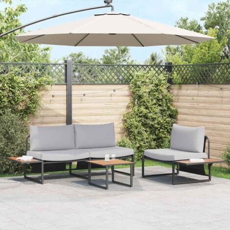 Garten Essgruppe 3 pcs Hellgrau Stahl vidaXL