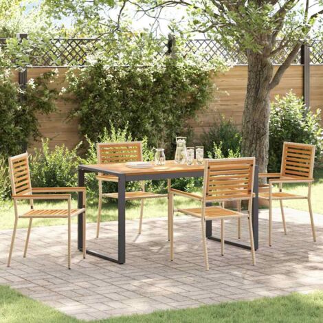 Garten Essgruppe 5 pcs Beige Poly-Rattan vidaXL