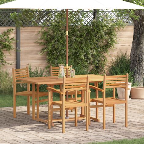 Garten Essgruppe 5 pcs Braun Massives Teakholz vidaXL