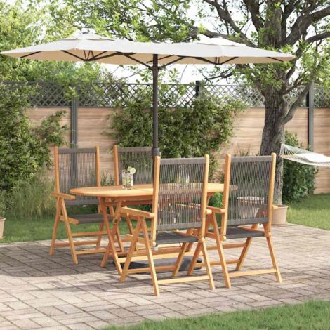 Garten Essgruppe 5 pcs Grau Massives Akazienholz und Polyrattan vidaXL