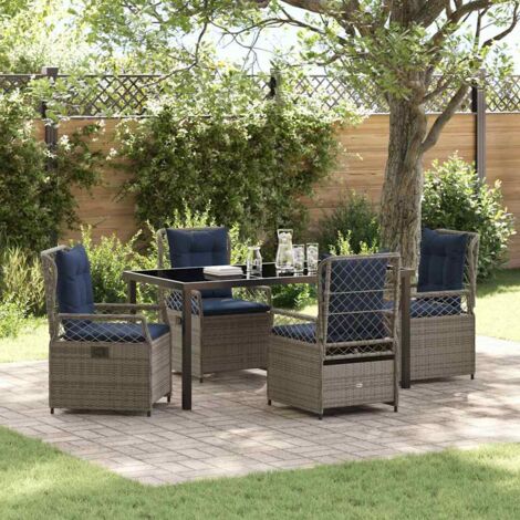 Garten Essgruppe 5 pcs Grau Poly-Rattan vidaXL