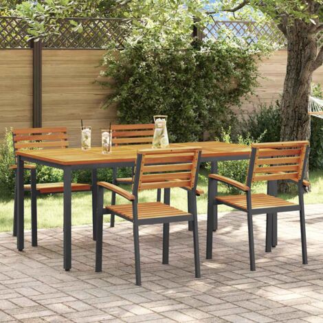 Garten Essgruppe 5 pcs Schwarz und Braun 180 x 90 x 75 cm vidaXL