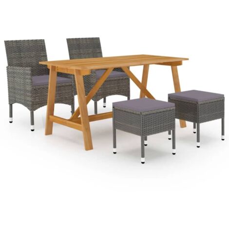 Garten-Essgruppe 5-teilig Grau