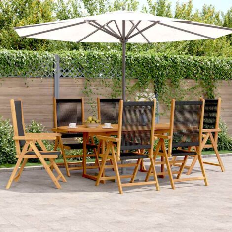 Garten-Essgruppe 7tlg schwarz Polypropylen Massivholz