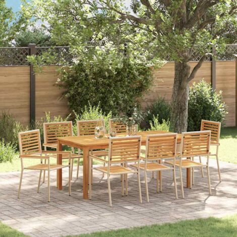 Garten Essgruppe 9 pcs Beige Poly Rattan vidaXL