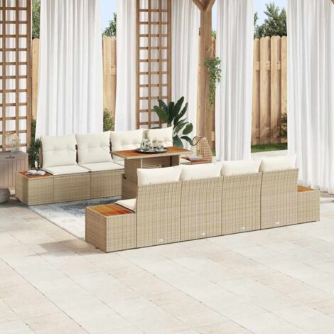 Garten Essgruppe 9 pcs Beige und Creme 100 x 55 x 73 cm vidaXL