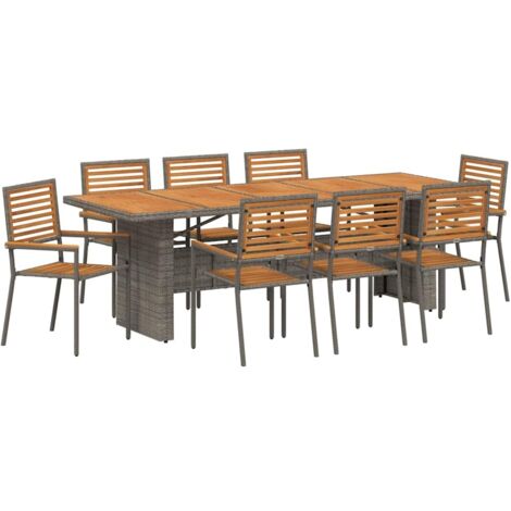 Garten Essgruppe 9 pcs Grau und Braun 240 x 90 x 75 cm vidaXL